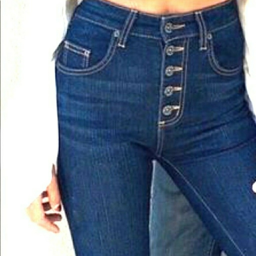 Carmar High Rise Exposed Button Fly Ankle Skinny